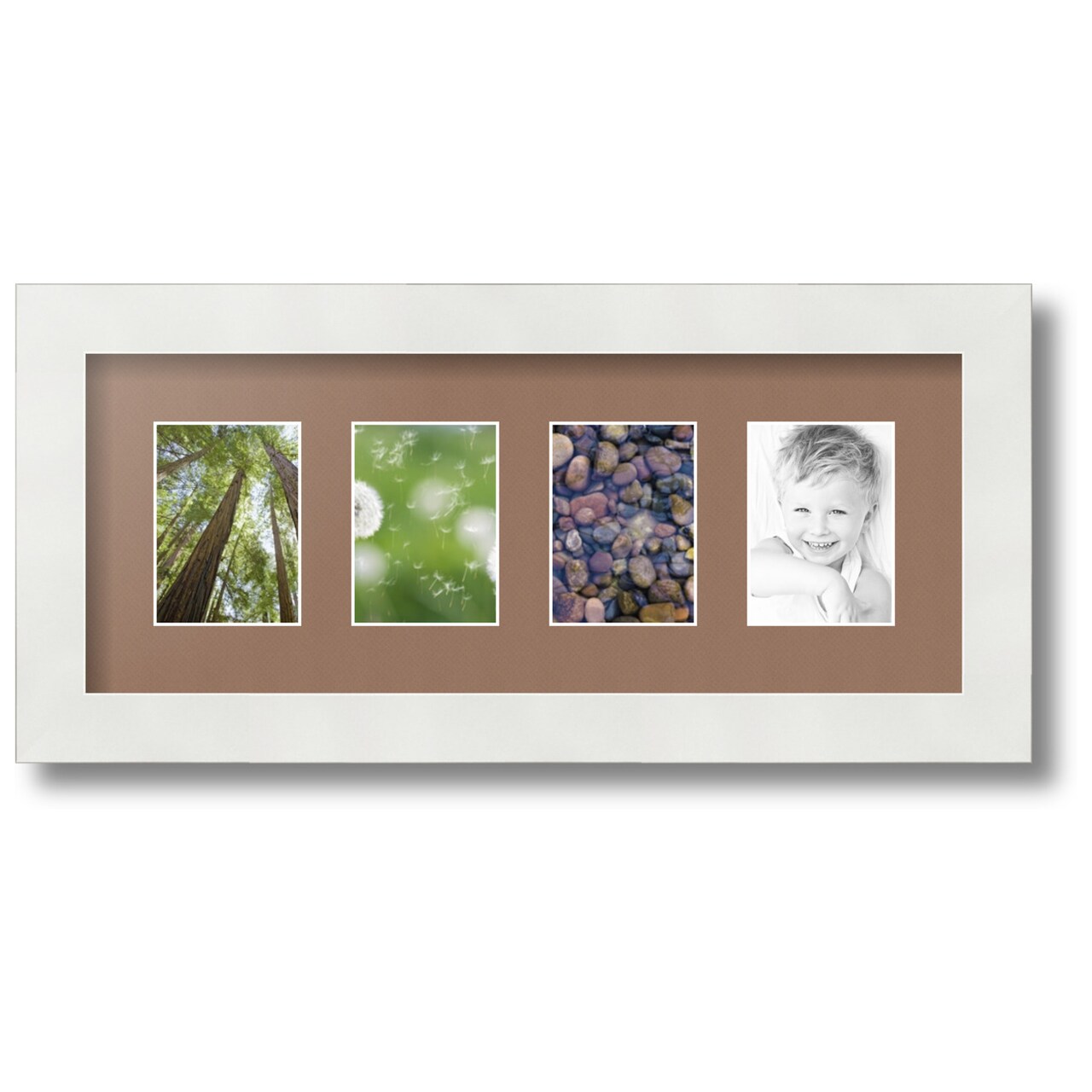 ArtToFrames Collage Photo Picture Frame with 4 - 2.5x3.5 inch Openings, Framed in White with Over 62 Mat Color Options and Regular Glass (CSM-3966-20)